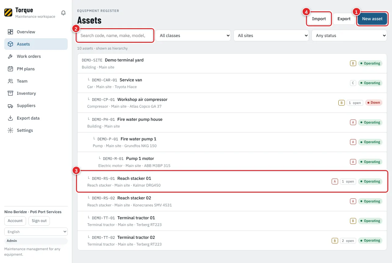 Assets: the equipment register