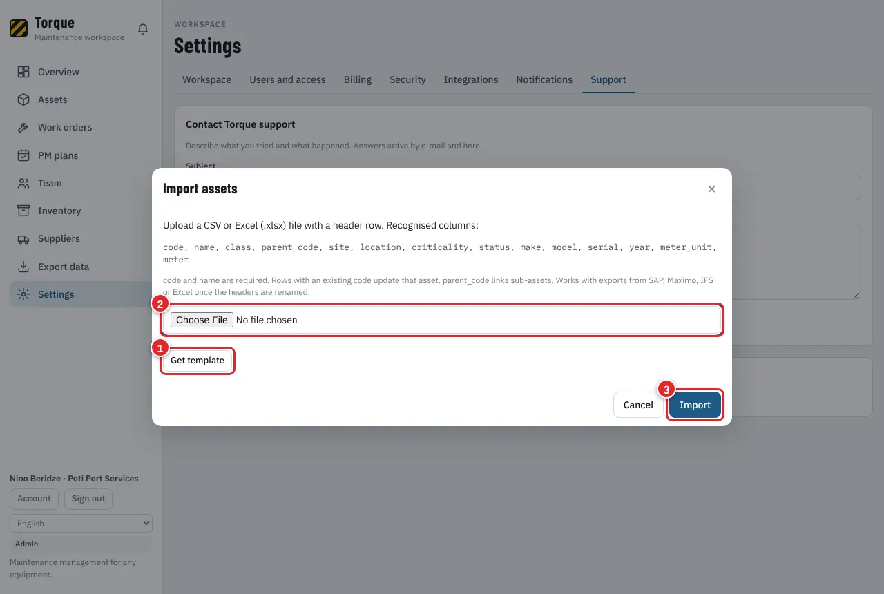 Import (example: assets)
